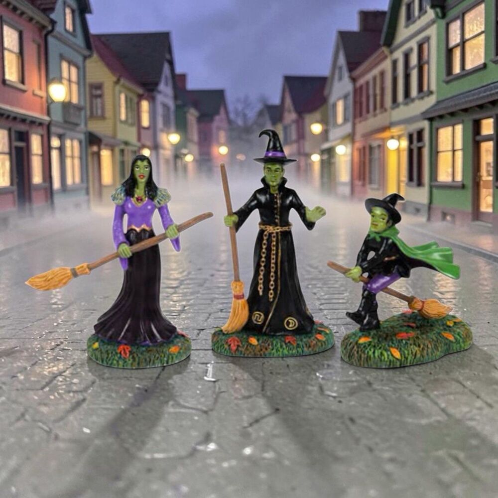 Dept 56 Ghouls & Goblins Snow Village Halloween 6013427 3 Piece Set Witch Theme